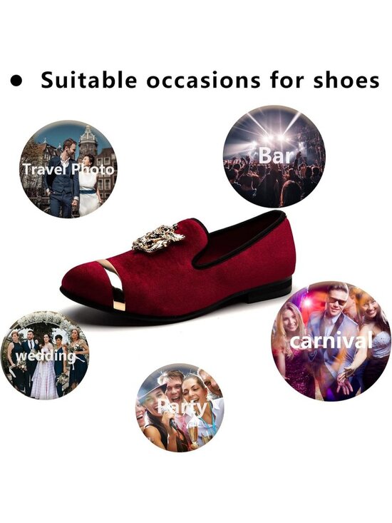 Meijiana Men\'s Red13 Microfiber Loafers Buckle PU Leather Weeding Dress Shoes